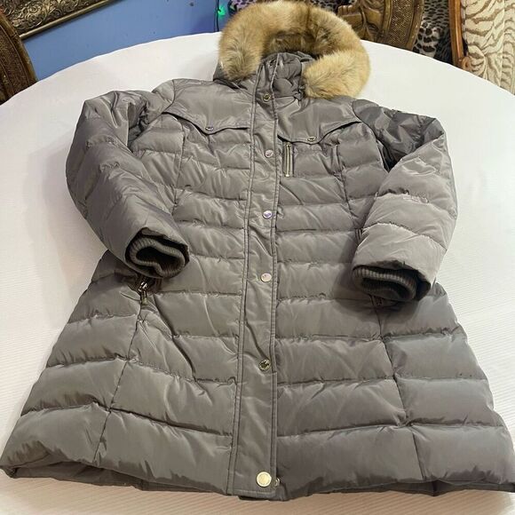 Michael Kors Grey Down Puffer Jacket Coat Size Large - Picture 3 of 13